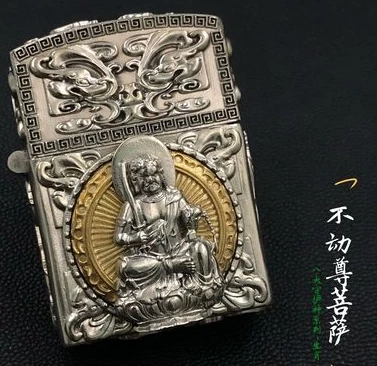 TH watch video 8 style Будда тиснение тибетский серебряный латунный 12 Зодиак Двусторонняя вращающаяся зажигалка с zpo вставкой - Цвет: 7