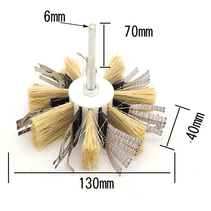 6mm Shaft Mounted Sisal Emery Cloth Bristle Grinding Buffing Brush Polishing Wheel For Primers Sanding Wood 120~400 grit | Инструменты
