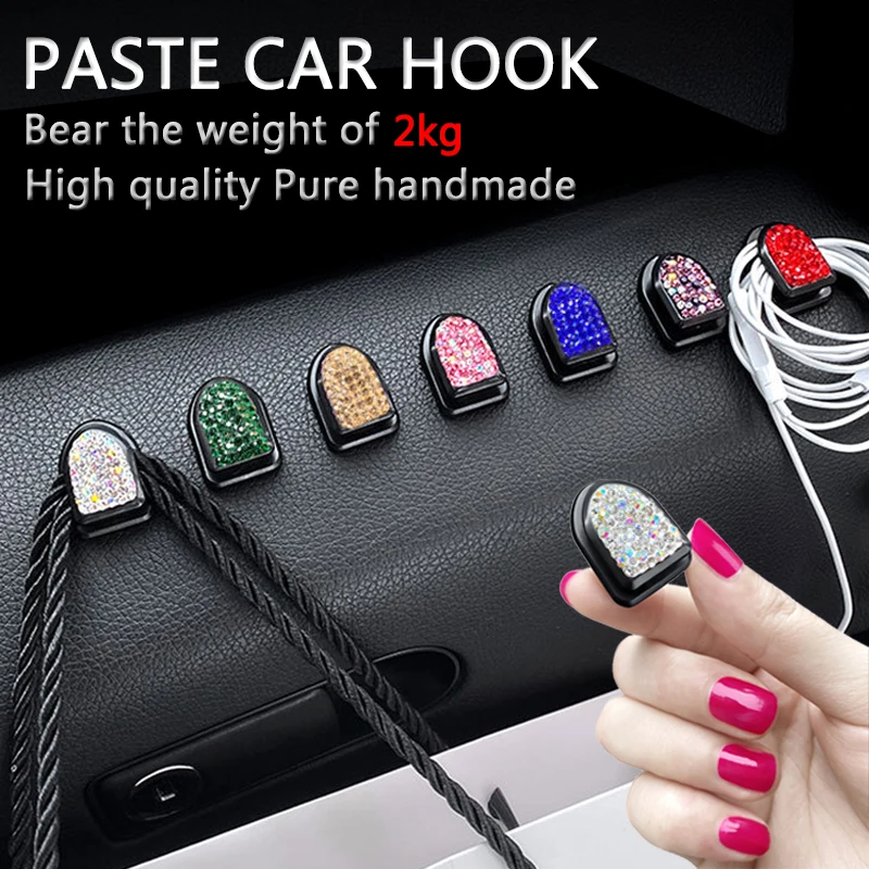 

Car Hook Diamond Creative Multifunctional Paste Type Small Clips Organizer Storage Hanger USB Cable Headphone Auto Interior
