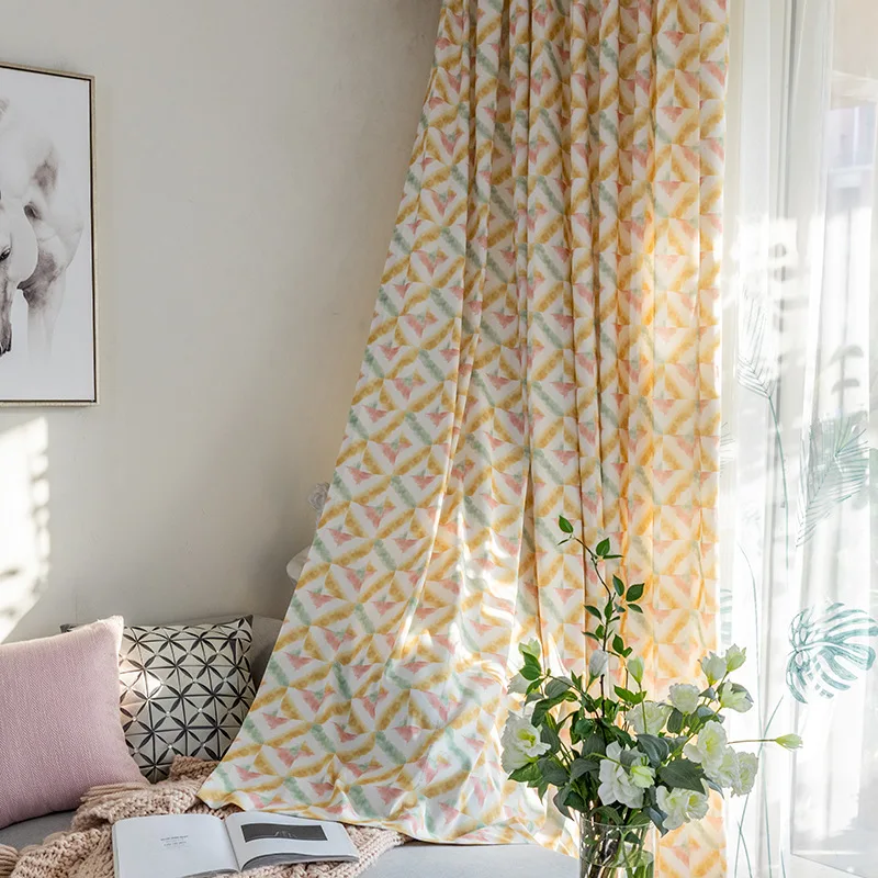

COLORFUL KING Geometry Print Modern Simplicity Window Curtains Drapes Curtains For Living Room Kitchen Bedroom Rideau