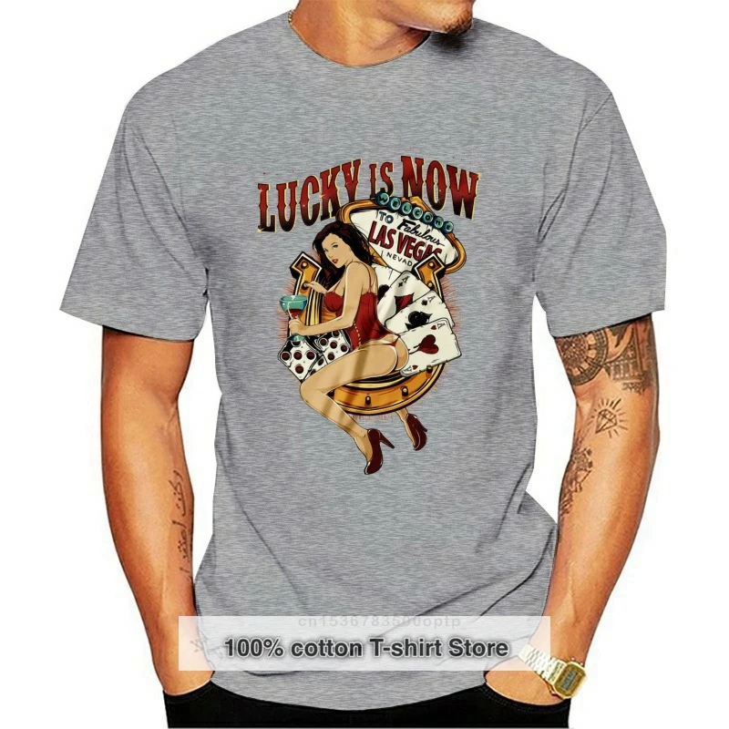 

Sleeve Cotton T Shirts Man Clothing Mens T-Shirt Graphic Tee - Poker - Lucky Is Now - Vegas Present Gift Ideaconcert T Shirts