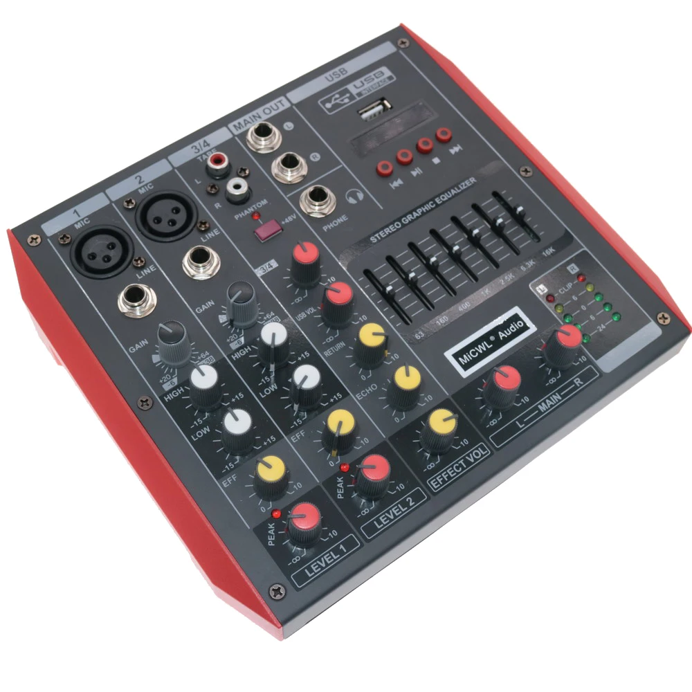 Pro MG4 4 микрофон Вход канальный звук аудио DJ Mixng смеситель Bluetooth EQ USB 48V консоль для