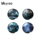 2019 новый синий замок ночью стеклянный купольный Кабошон Круглые фото стеклянные кабошоны искусство ювелирные изделия ручной работы