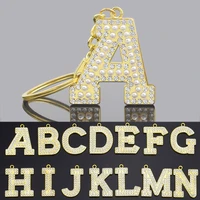 esspoc 26 letters keychain simulated pearls rhinestones gold alphabet pendant keychainskeyrings bag accessaries friends gifts