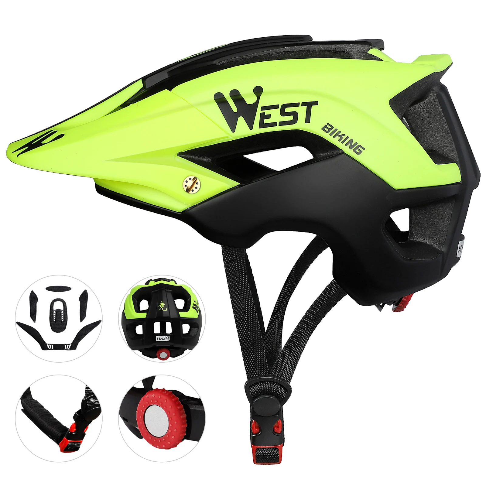 Bike Helmet with Soft Removable Lining Pad &amp Visor Adjustable Men Women Trail Racing In-mold Cycling Bicycle | Спорт и