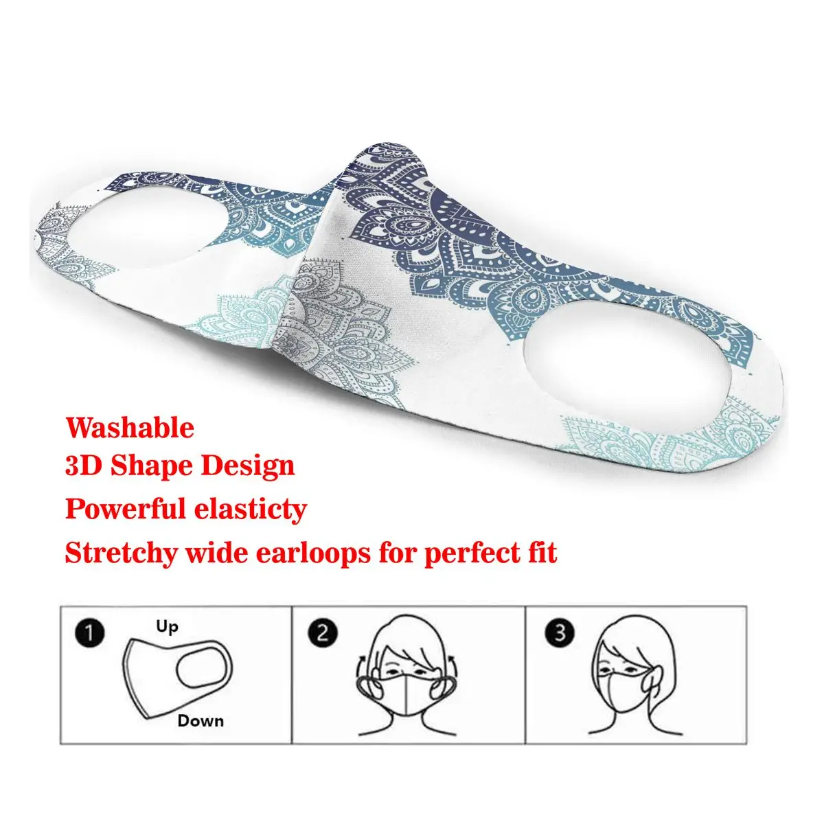 

Dust Mask Flora South Mandala Design Mouth Face Mask for Adult Kids Windproof Washable Reusable