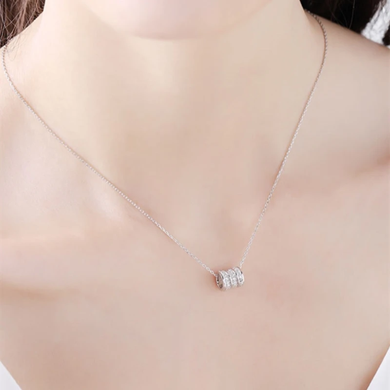 

Sodrov 925 Sterling Silver Spin Necklace S925 Female Classic Personality Fine Jewelry for Women