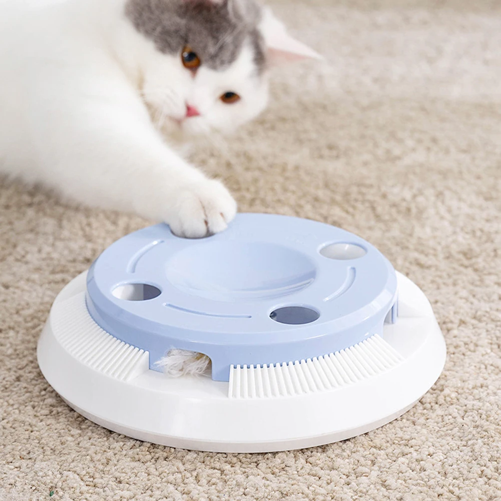 

Smart Rotating Donut Electric Feather Teasing Stick Cat Interactive Toy Funny Pet Catching Playing Automatic Spinning Turntable