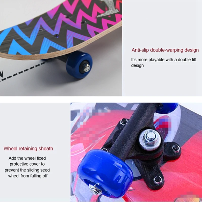

New Sale Double Kick Deck Concave Skateboards Longboard Skate Boards for Youths Beginners Skateboard Four-Wheel Double Snubby Ma