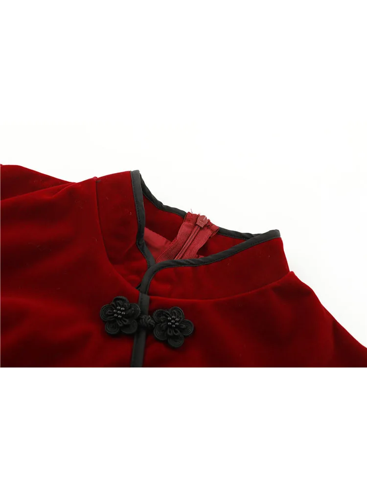 Женское винтажное платье-Ципао с пышными рукавами и воротником-стойкой | Женская