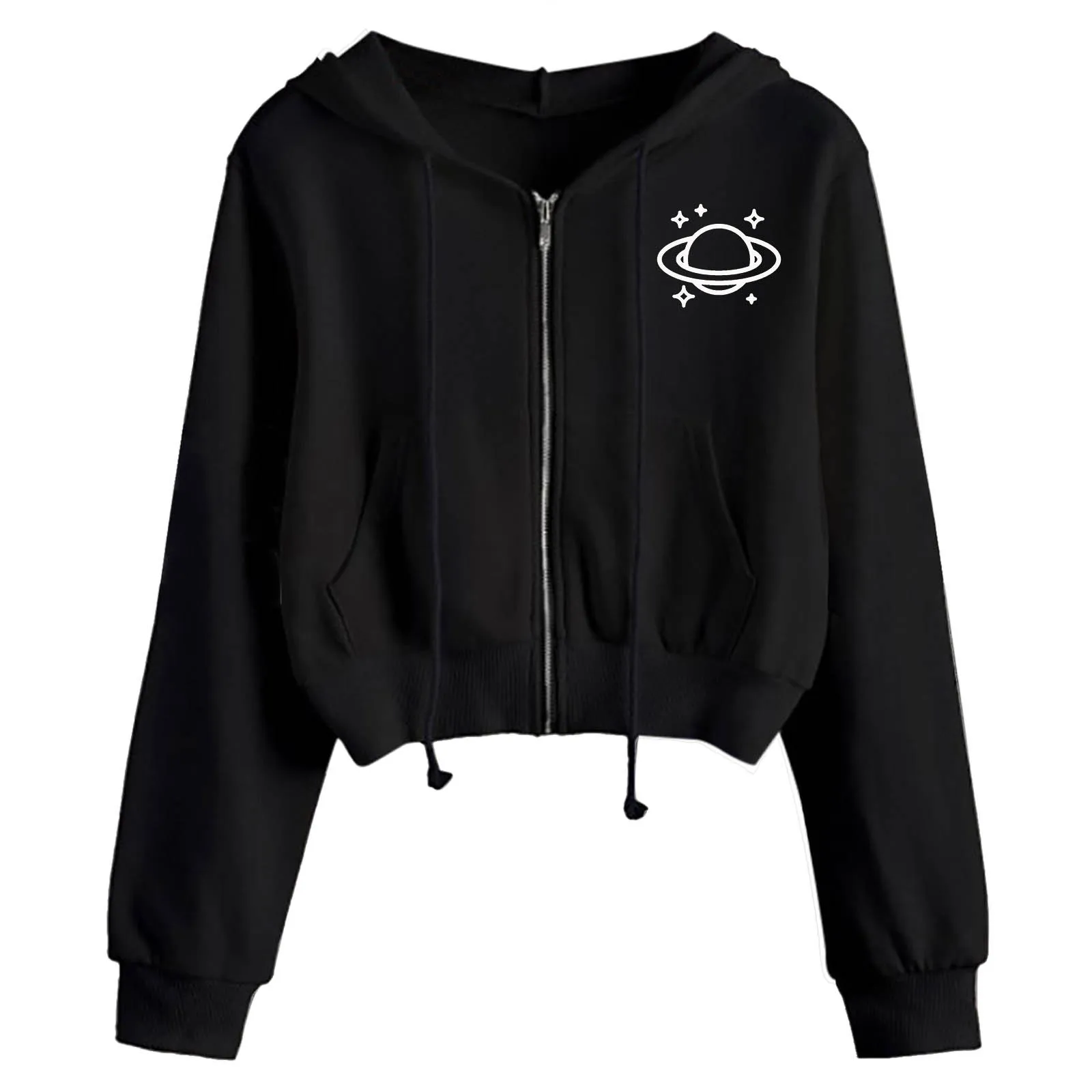 

Кроп-Топ женский на шнуровке, худи со шнуровкой, свитшот с длинным рукавом, черная белая толстовка, короткая куртка на молнии