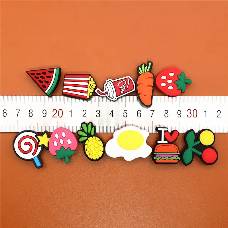 Single Sale 1pcs Food Series Shoe Charms Carrot Shoe Buckle Accessories Pineapple Shoe Decorations fit Croc JIBZ Kid's X-mas U36