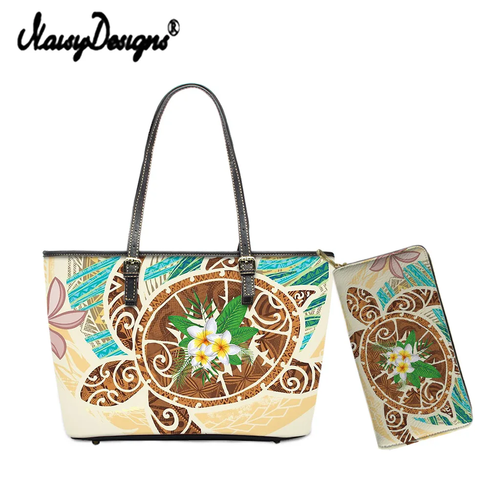 

Роскошная сумка-тоут на плечо для леди с рисунком черепахи плюмерии, Женский кошелек-клатч на молнии, 2 шт./компл.