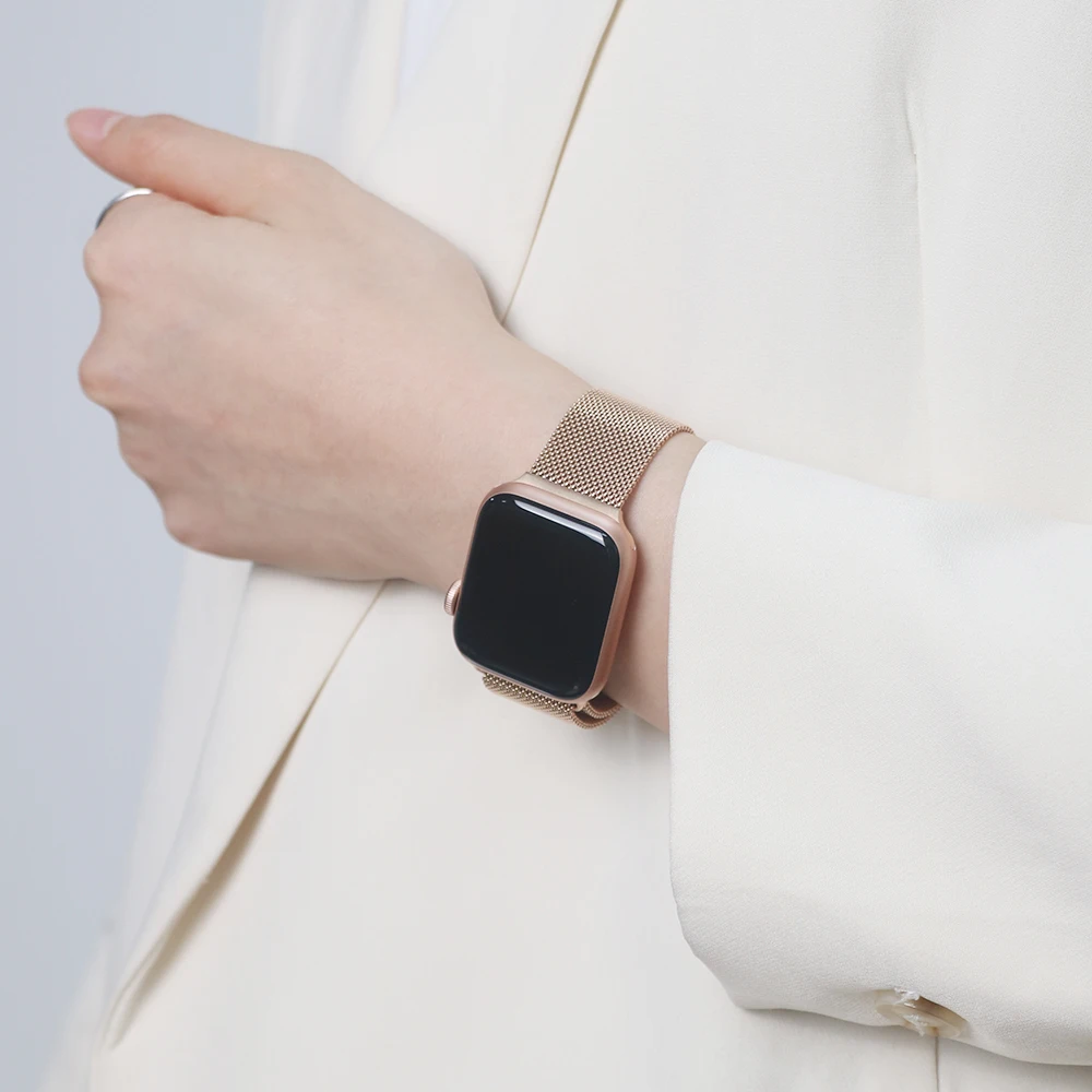 Ремешок для Apple watch band 45 мм 41 iWatch 44 40 металлический браслет из нержавеющей стали с