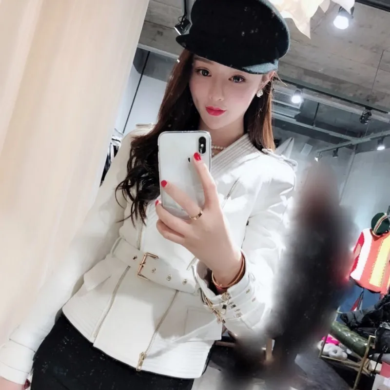 Весенняя Новинка брендовые байкерские женские Куртки из искусственной кожи с