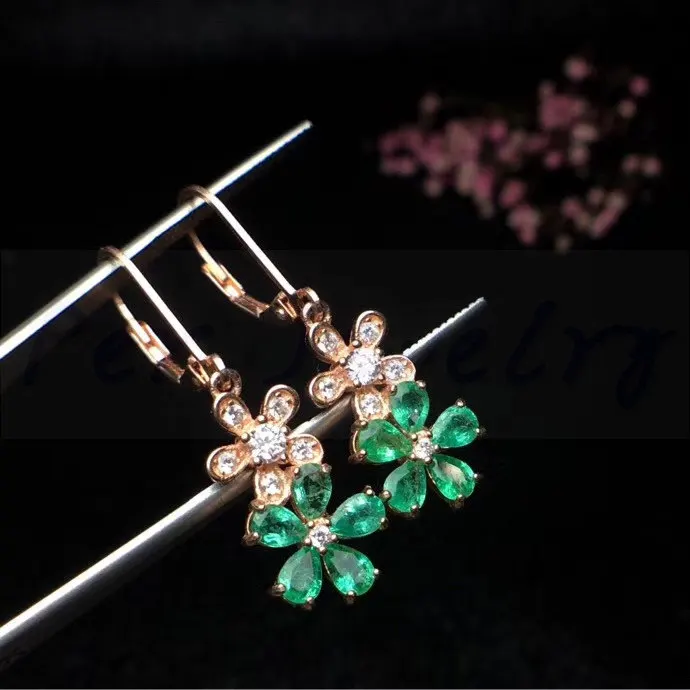 Естественный диопсид в форме цветка серьги подвески серебро 0 3ct * 10 шт. # R98902|gem