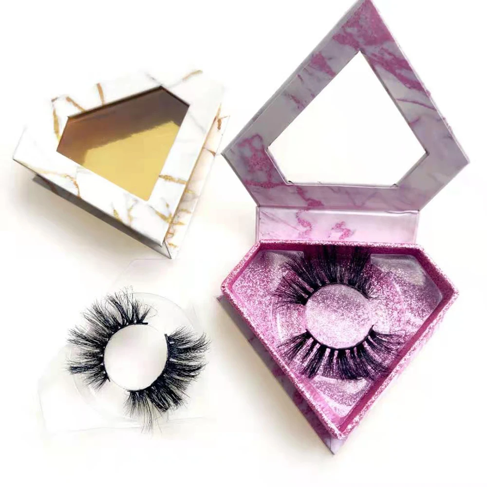 Diamond Box Packaging Hot Sale 5D Mink Skin Cute Thick False Eyelashes Daily Beauty Makeup Can Support Wholesale Customization