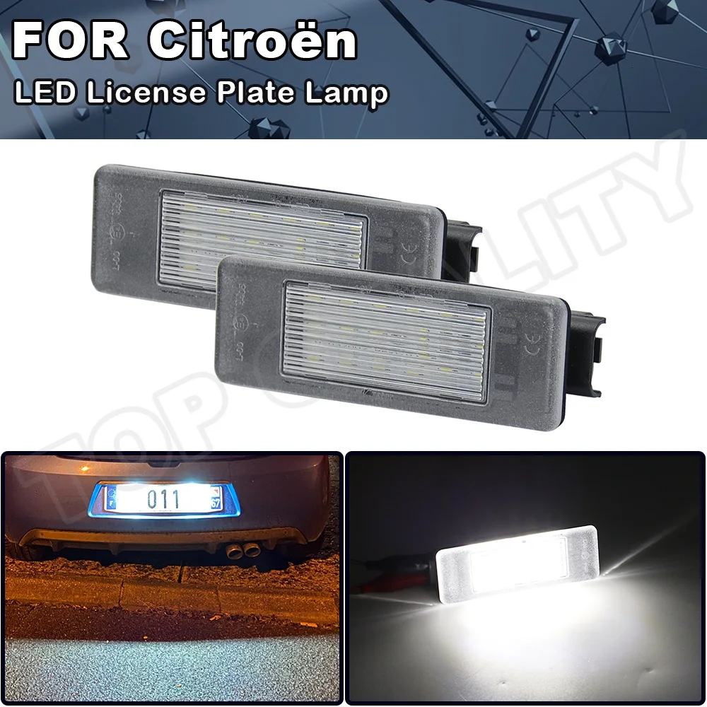 

2Pcs 12V Xenon White LED License Plate Light Number Lamps For Citroen C2 C3 C4 C5 C6 C8 DS3 Berlingo OEM#:6340G9 Car Accessories