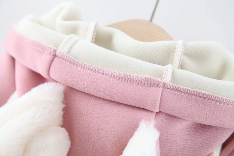 Зимнее платье с капюшоном и заячьими ушками для маленьких девочек длинными