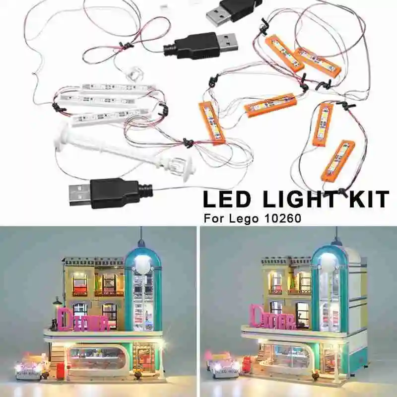 

LED Lighting Kit Building Block Assembly Diy Lamp Suitable Downtown Creator Diner 10260 For Lego Expert Block Building U6D6