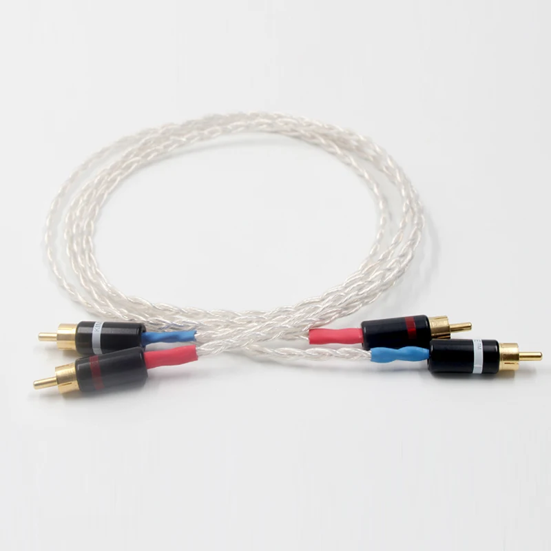 Пара посеребренных кабелей RCA OCC аудио кабель для соединения с позолоченным