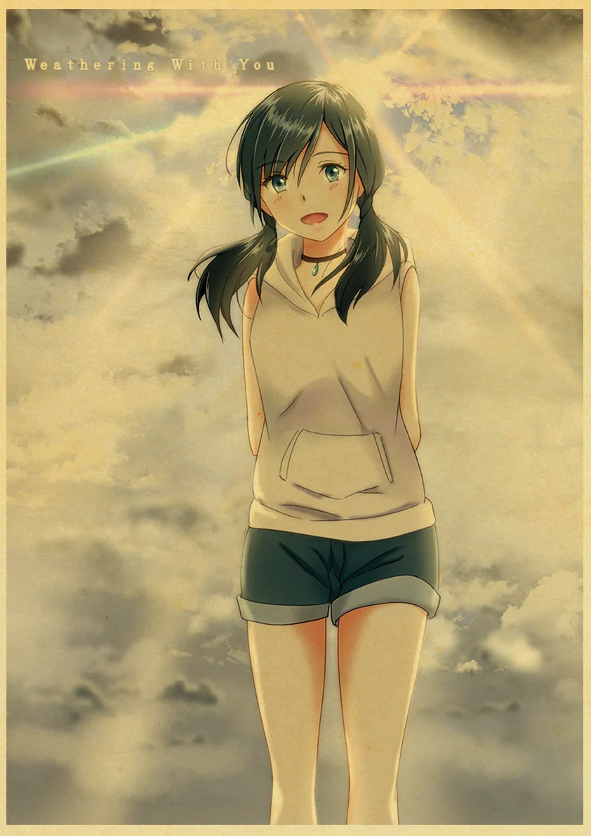 Makoto Shinkai фильм выветривание с вами Ретро плакаты японский унисекс Декор крафт-бумага Детская Спальня Декор
