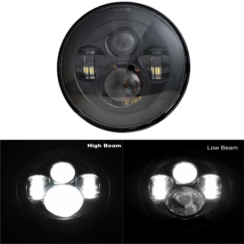 

For Jeep Wrangler JK LJ TJ CJ Road King Softail Touring 1PC 40W 7inch Round LED Headlight, 6000K Hi-Lo Beam LED Headlight
