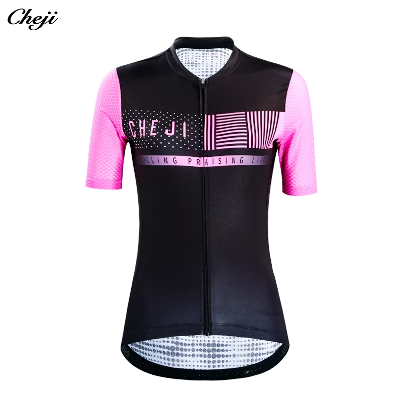 CHEJI Велоспорт Женский Джерси с коротким рукавом MTB дорожный велосипед Pro Fit