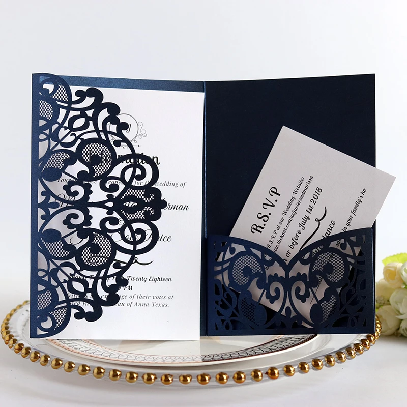 

1pcs Laser Cut Wedding Invitation Card Business Card With RSVP Card Customize Greeting Cards Birthday Party Wedding Decoration