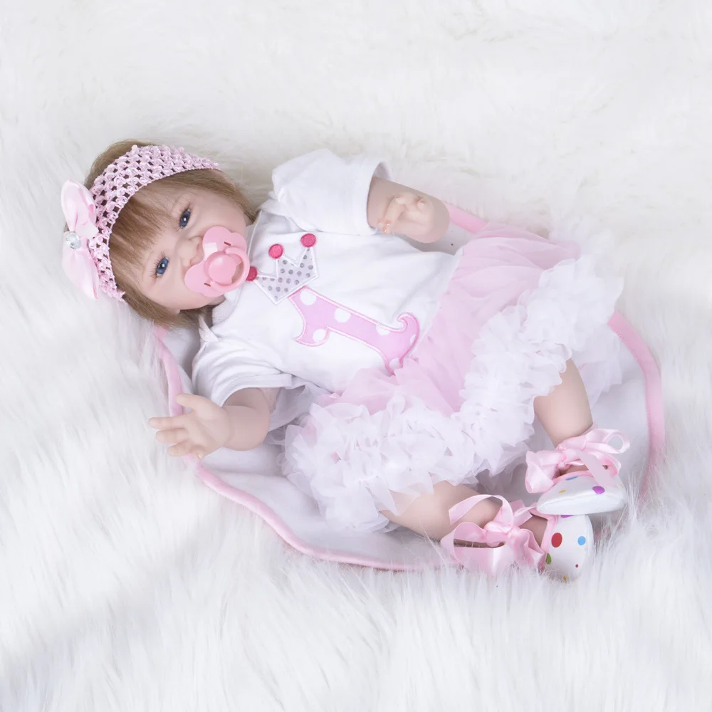 55 см Reborn Baby Doll ручная работа реалистичный силиконовый живый Смеющийся ребенок