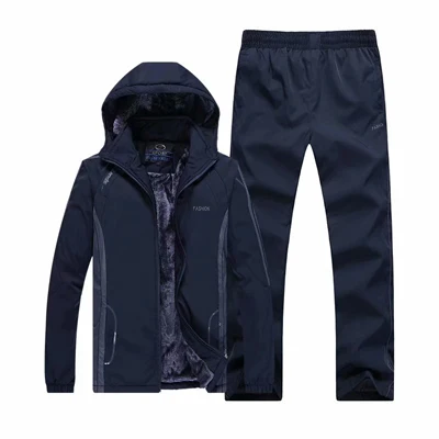Dark blue Термальный спортивный комплект мужской зимний спортивный костюм мужской ветрозащитный спортивный костюм флисовый утепленный спортивный костюм теплая Мужская спортивная одежда комплекты спортивной одежды - Цвет: Dark blue