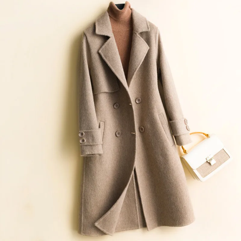 Высококачественное осенне-зимнее Новое двухстороннее пальто из 100% шерсти