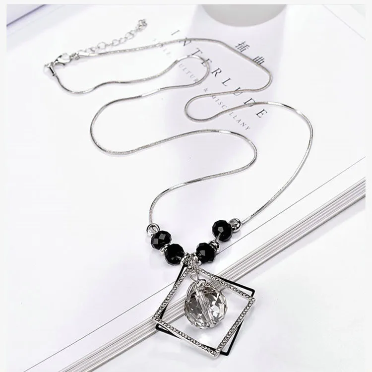 Модное Длинное ожерелье с кристаллами в форме капли экспресс-продажа простые