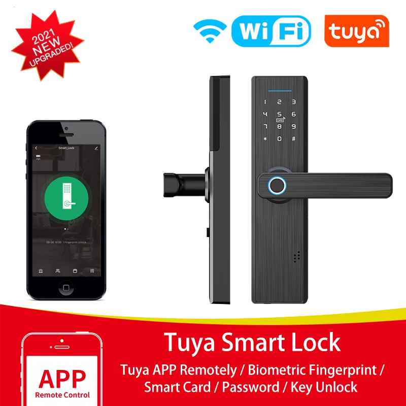 

Wifi Electronic Door Lock With Tuya APP Remotely Fingerprint Door Lock/Password/IC Card Door Lock Fechadura Digital Door Lock