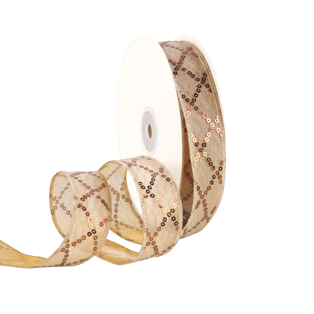 David accessories 48364(42 мм) и 59383(25 мм) газовая лента из органзы с блестками 25 ярдов, материалы ручной работы, 25Yc2546 - Цвет: 25mm