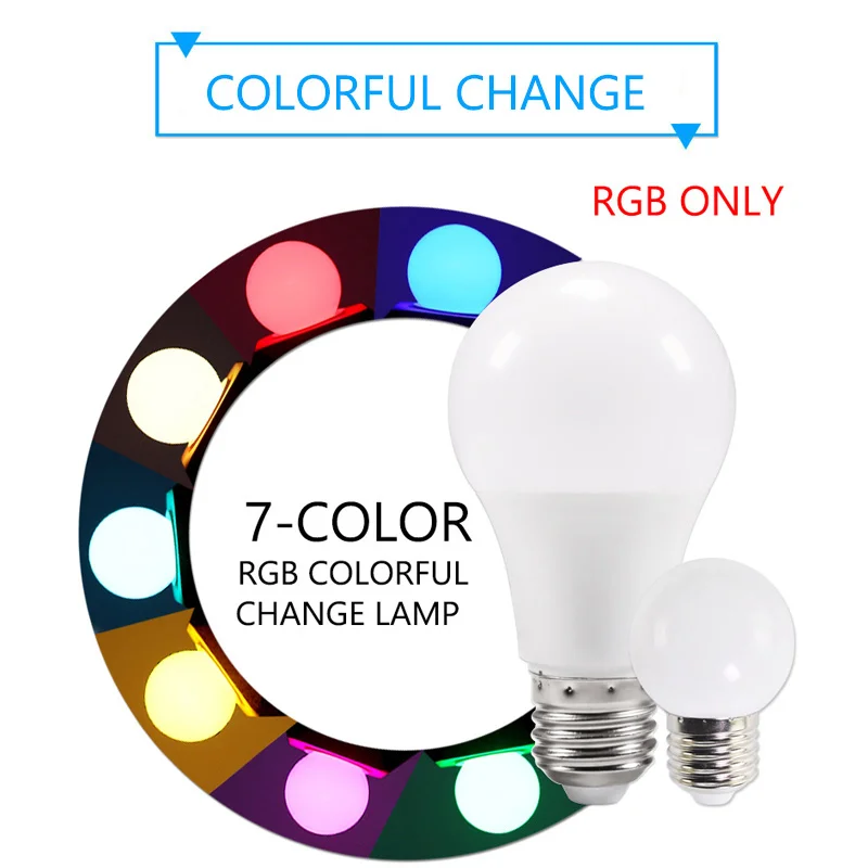 Светодиодная RGB-лампочка E27 3 Вт 7 10 шт. светодиодная лампа A60 G45