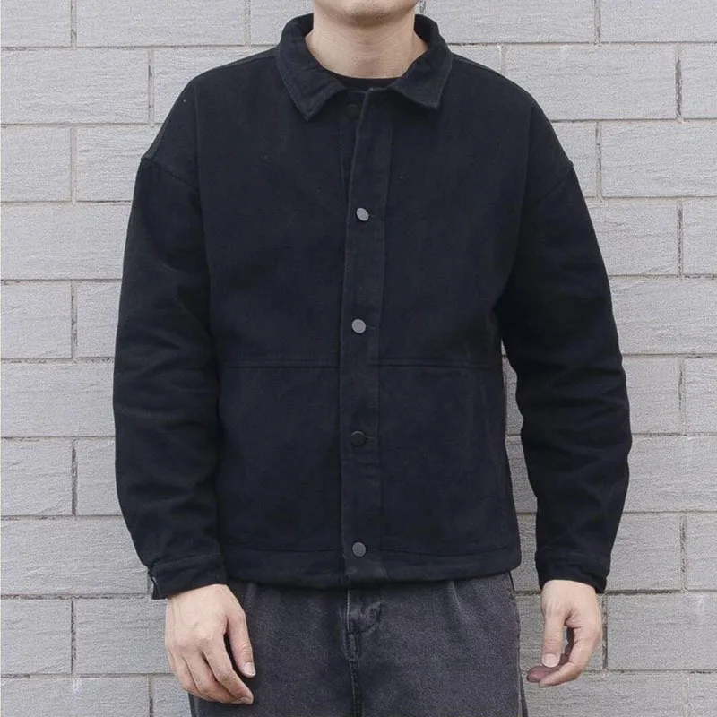 Простая джинсовая куртка для мужчин черная классическая универсальная