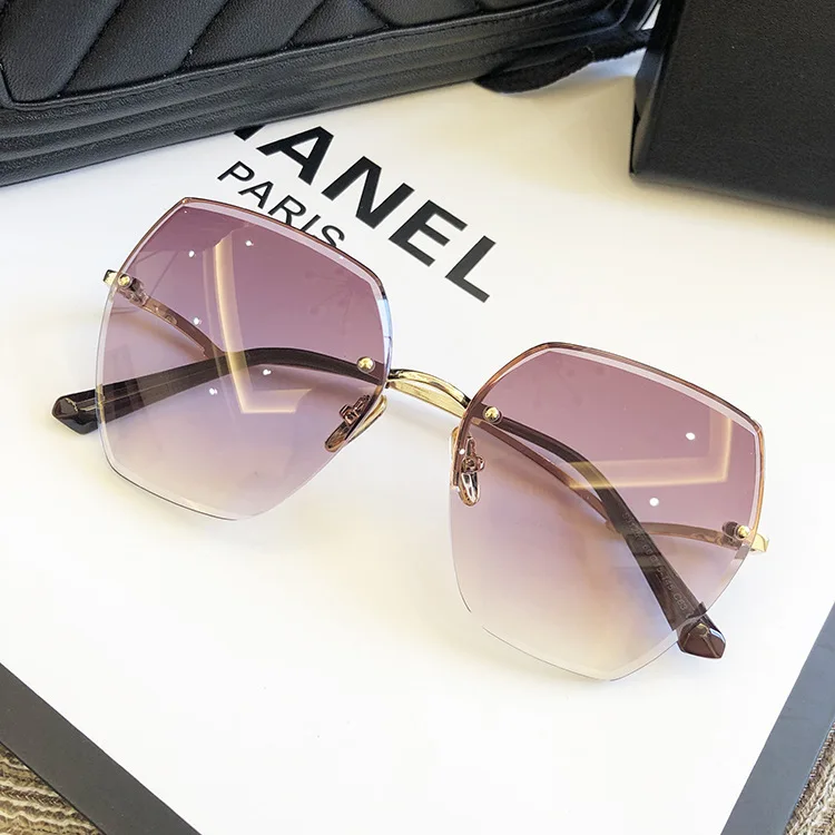 Fashion Rimless Sunglasses For Women Big Luxury Brand Designer UV400 Glasses Female Gradient Shades Women's accessories