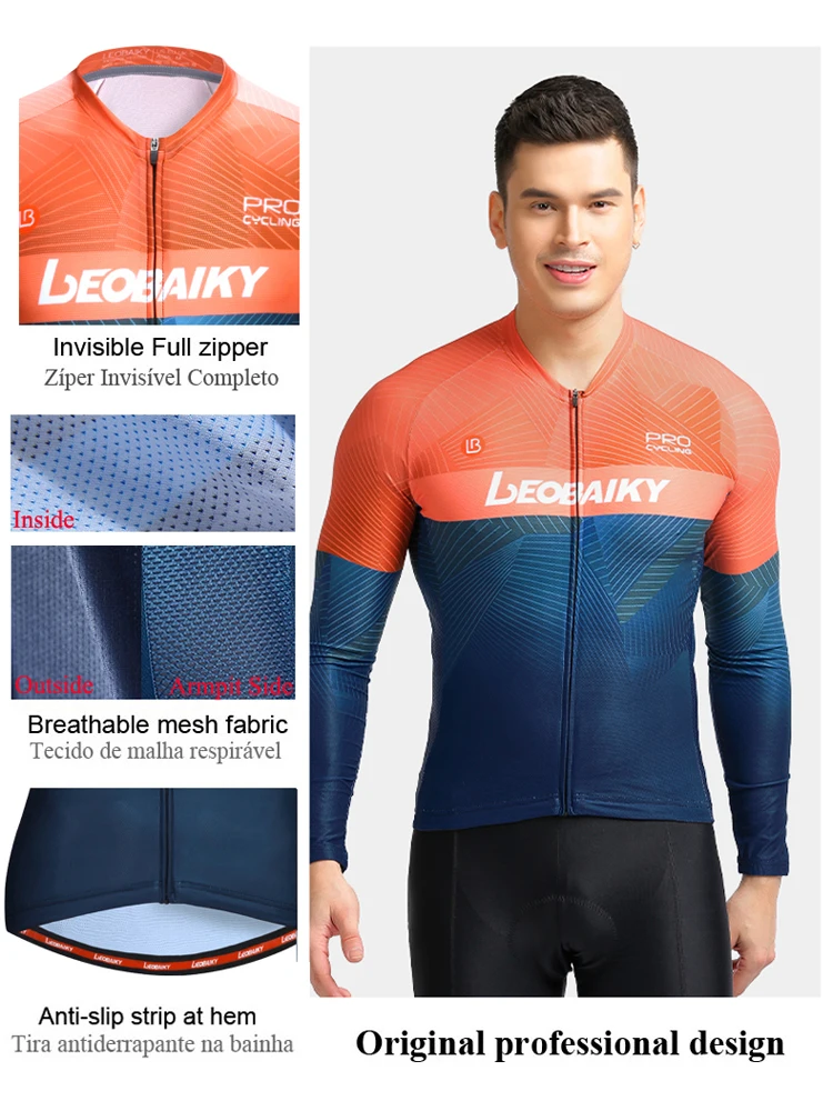 Осенний мужской комплект велосипедной одежды VEOBIKE с длинным рукавом