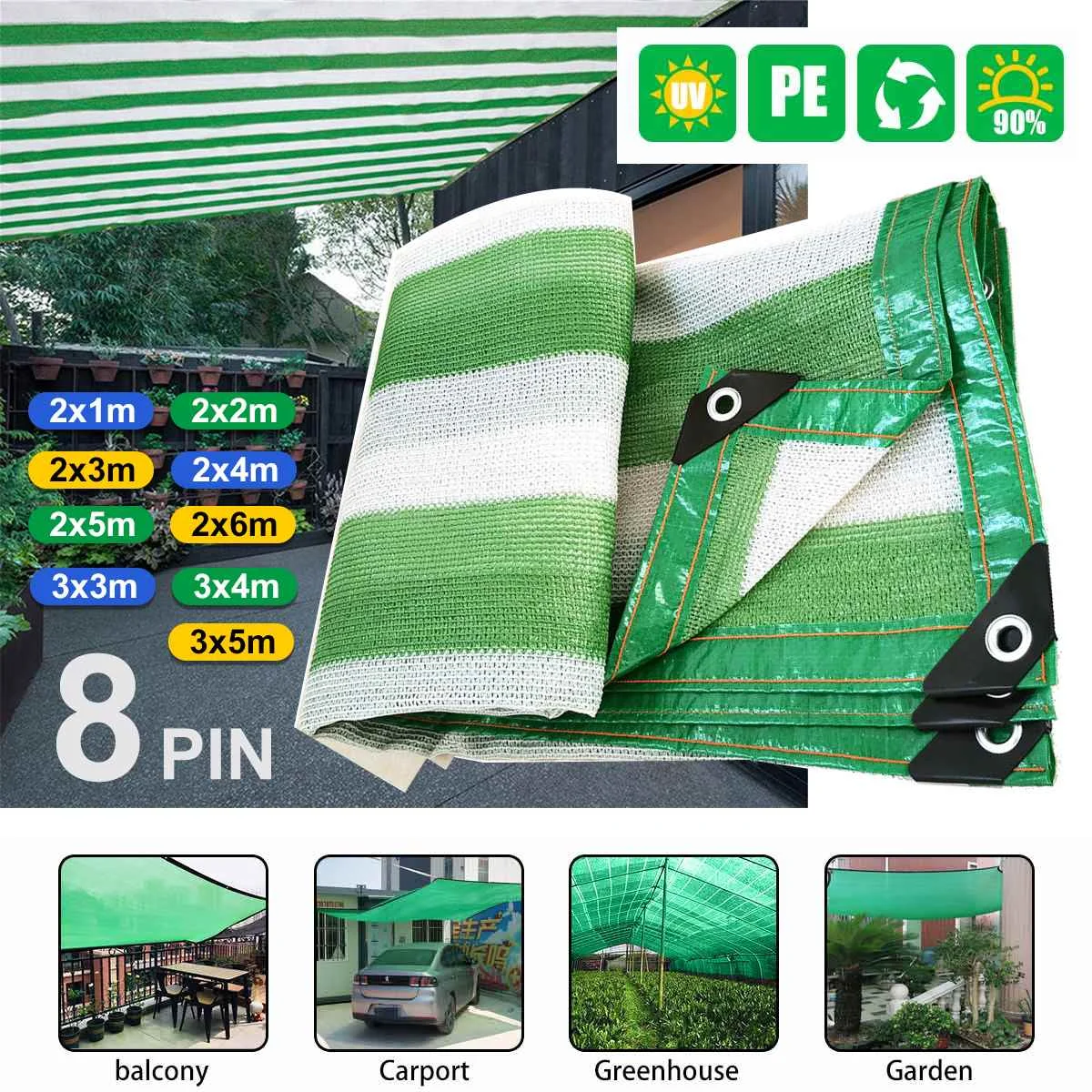 

Защита от УФ-лучей, 8-контактная Солнцезащитная сетка, наружная садовая Солнцезащитная ткань, автомобильный солнцезащитный козырек, покрыт...