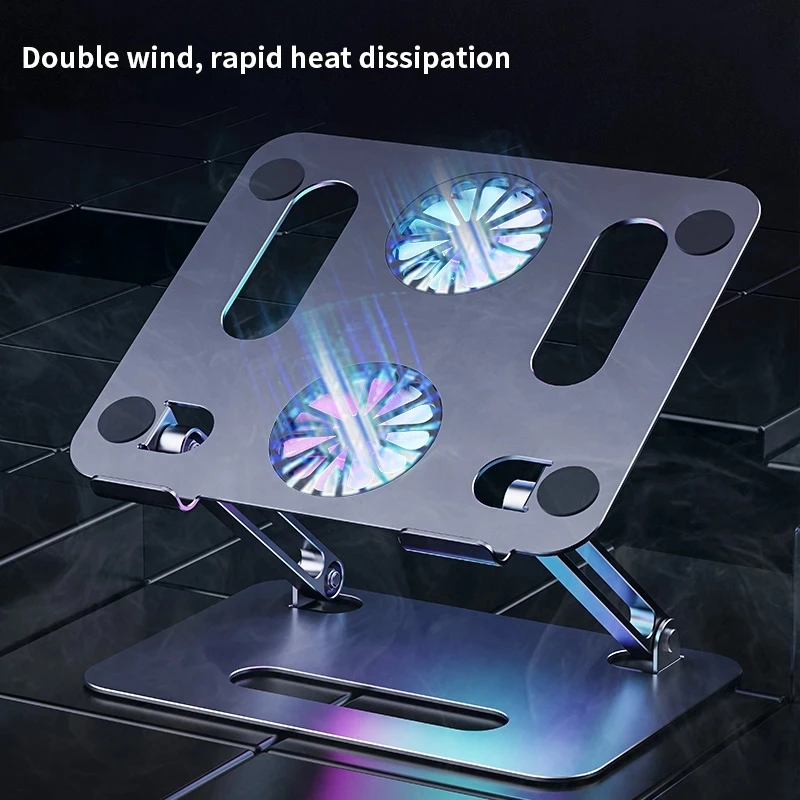 tongdaytech foldable table laptop holder stand double cooling fan aluminum adjustable base support notebook macbook pro computer free global shipping