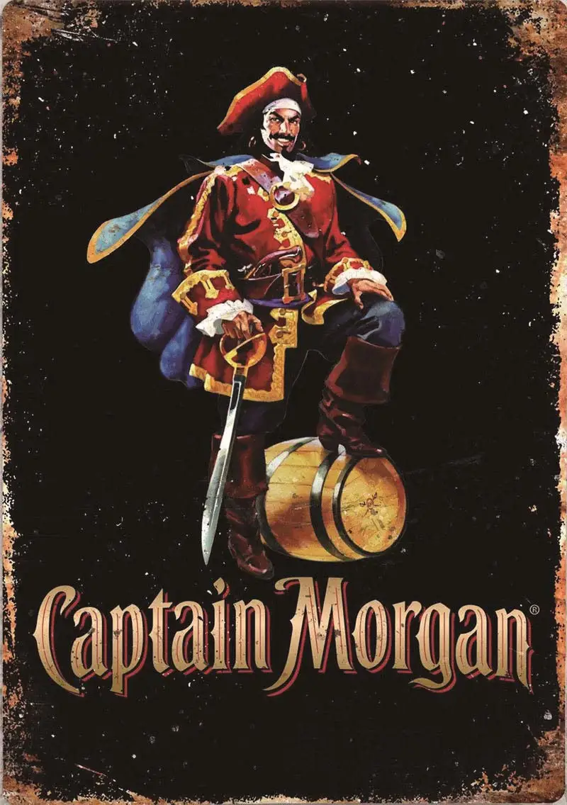 

Captain Morgan Vintage Metal Tin Sign Novelty Funny pirate flag Plaque Poster for Home Bathroom and Cafe Bar Pub Wall Decor 8x12