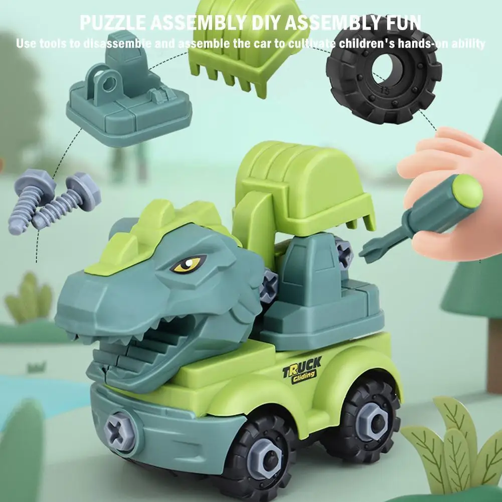 

Children Construction Toy Dinosaur Engineering Car Excavator Dump Truck Educational Toys DIY Model Car Toy Gifts for Kids B J9B3
