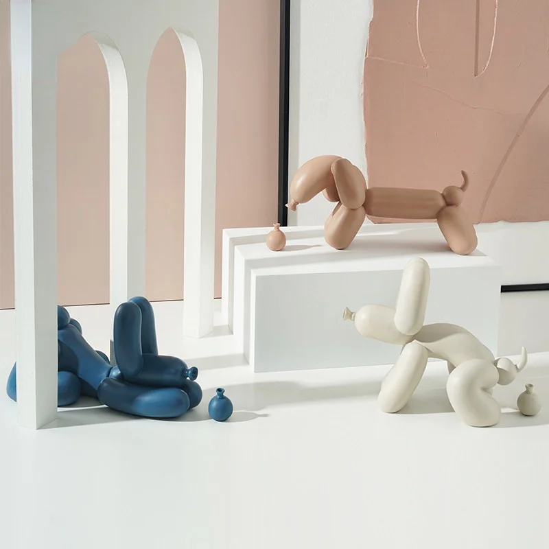 

Креативный домашний декор Morandi, цветной полимерный шар, собака, художественная скульптура, гостиная, настольные фигурки животных, новые дом...