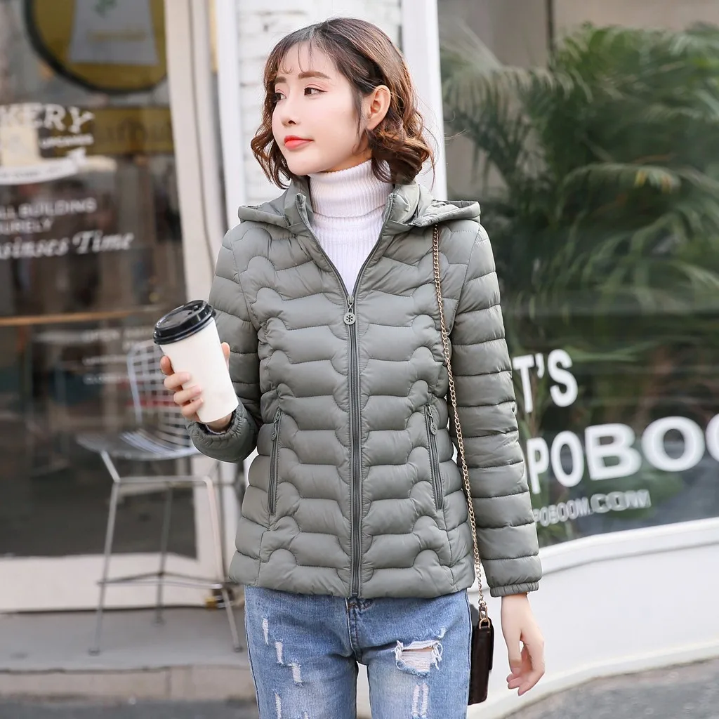 Женская теплая куртка с капюшоном повседневная короткая из хлопка на молнии