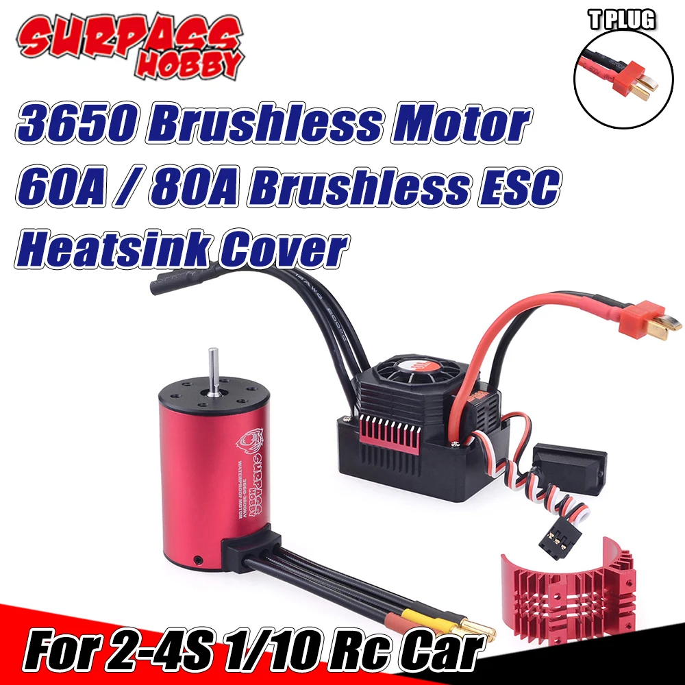 

Водонепроницаемый бесщеточный двигатель SURPASS HOBBY 3650 60A ESC 80A 2300/3100/4500/5200/6900/7700KV радиатор для 1/10 RC Car 2-4S Wltoys