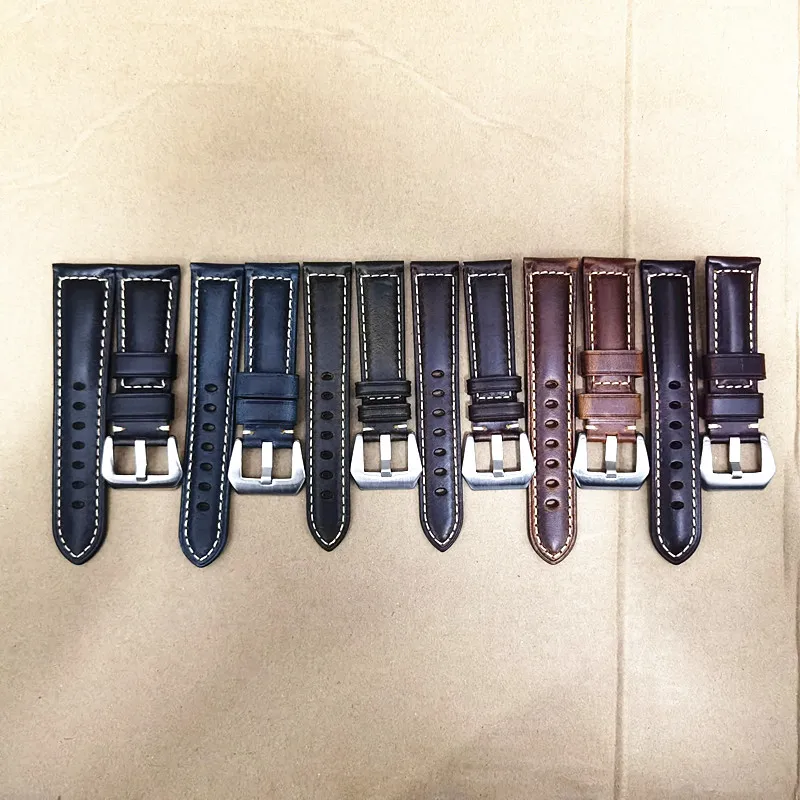 Wholesale 10PCS/Lot 20MM 22MM 24MM 26MM Genuine Leather Cow Leather Watch Band Watch Strap Man Watch Straps