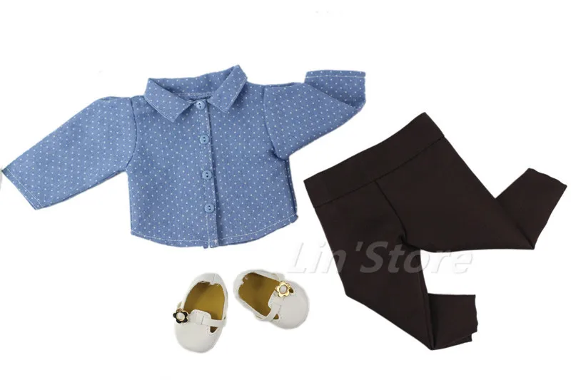 Кукольная одежда для американской куклы 18 дюймов Топ ручной работы + брюки