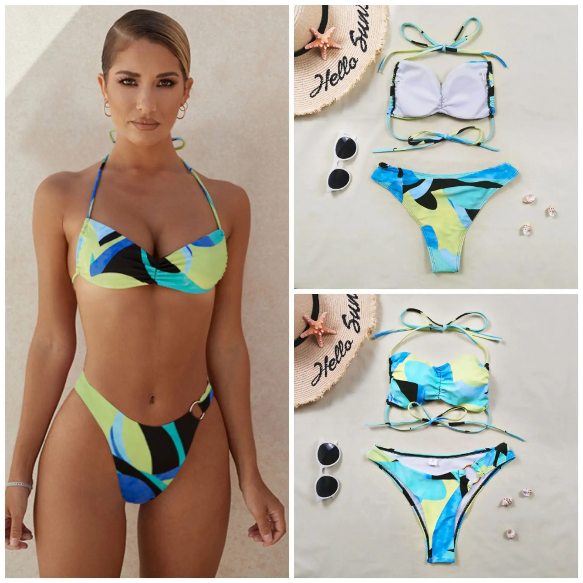 

One Piece Swimsuit Women Halter Bodysuit Push Up Swimsuit Print One Shoulder Monokini Brazilian Bathing Suit Summer Beachwear