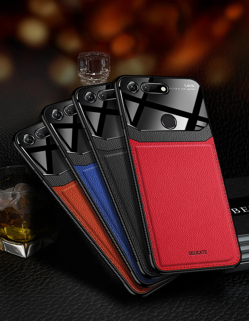 I coque, чехол, чехол, для HuaWei Honor View V20 V10 на кожаном зеркальном стекле Силиконовый противоударный телефон роскошные оригинальные милые чехлы